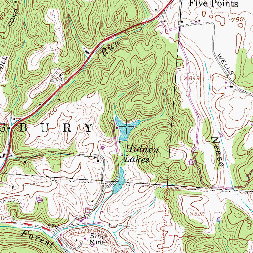 Topographic Map of Hidden Lakes, OH