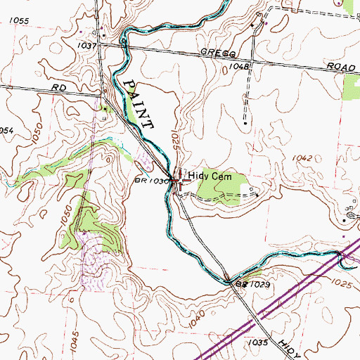 Topographic Map of Hidy Cemetery, OH