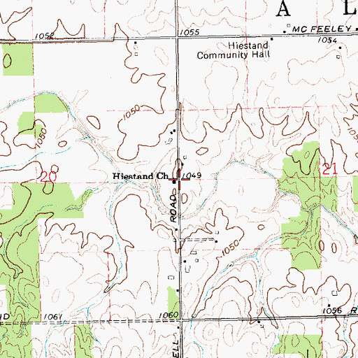 Topographic Map of Hiestand Church, OH