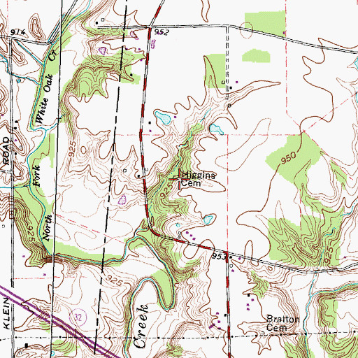Topographic Map of Higgins Cemetery, OH