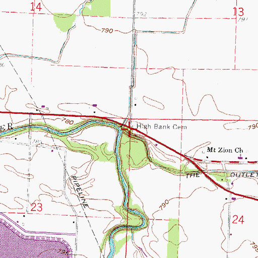 Topographic Map of High Bank Cemetery, OH