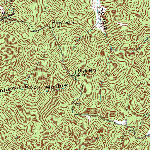 Topographic Map of High Hill Cemetery, OH