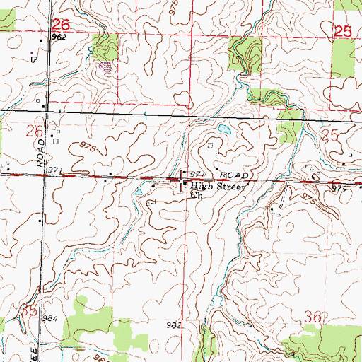 Topographic Map of High Street Church, OH