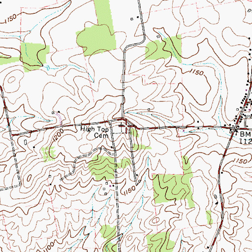 Topographic Map of High Top Cemetery, OH