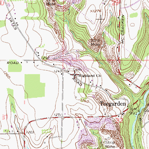Topographic Map of Highland Christian Church, OH