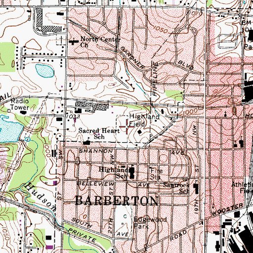 Topographic Map of Highland Field, OH