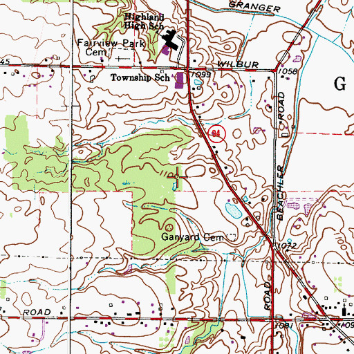 Topographic Map of Highland High School, OH