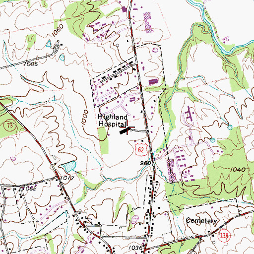 Topographic Map of Highland District Hospital, OH