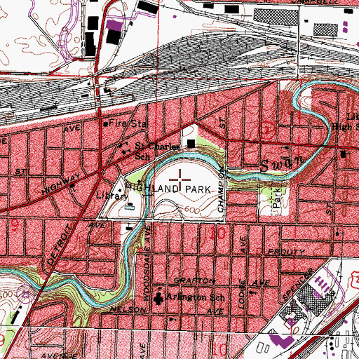 Topographic Map of Highland Park, OH