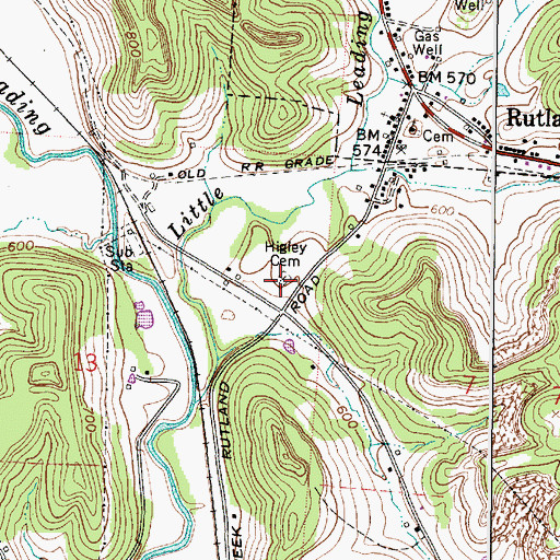 Topographic Map of Higley Cemetery, OH