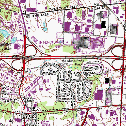 Topographic Map of Hilda-Ross Memorial Park, OH