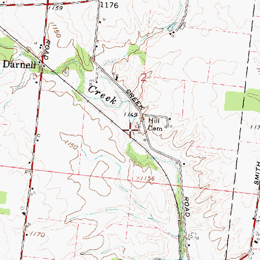 Topographic Map of Hill Cemetery, OH
