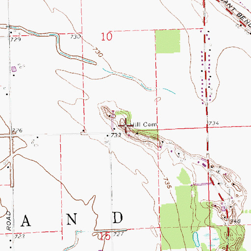 Topographic Map of Hill Cemetery, OH