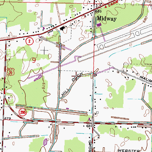 Topographic Map of Hill Ditch, OH