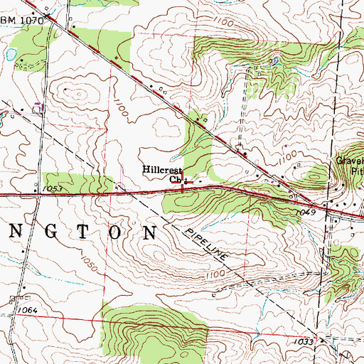 Topographic Map of Hillcrest Church, OH