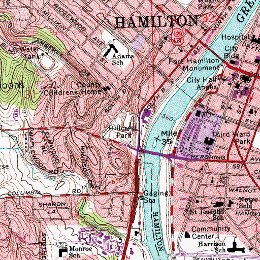 Topographic Map of Veterans Park, OH