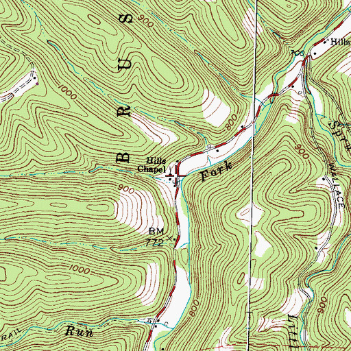 Topographic Map of Hills Chapel, OH