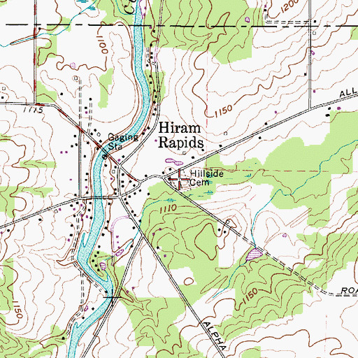 Topographic Map of Hillside Cemetery, OH