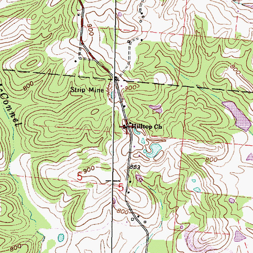 Topographic Map of Hilltop Church, OH