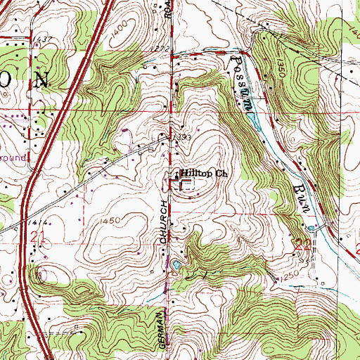 Topographic Map of Hilltop Church, OH