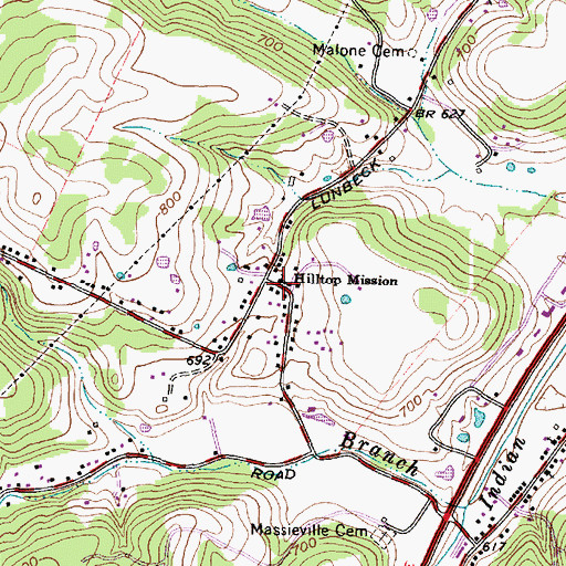 Topographic Map of Hilltop Mission, OH