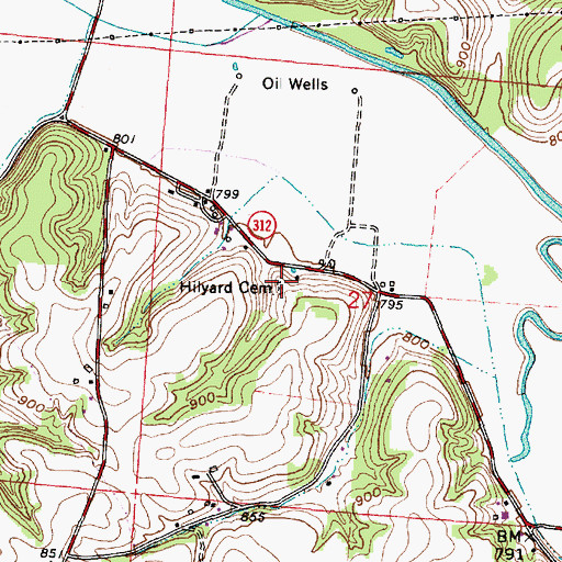 Topographic Map of Hilyard Cemetery, OH