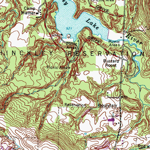 Topographic Map of Hinckley Reservation, OH