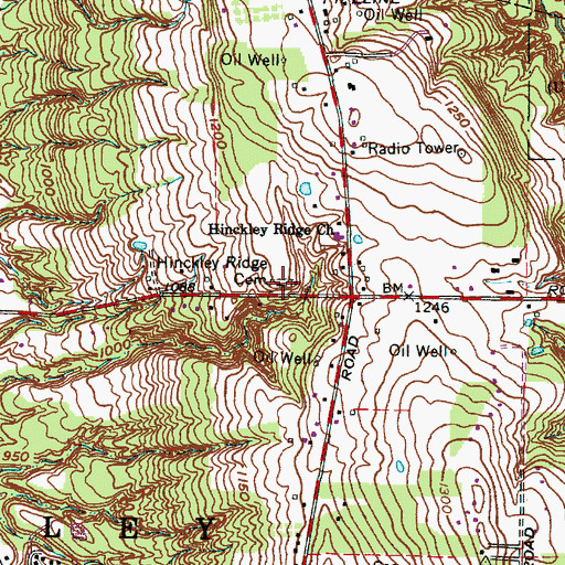 Topographic Map of Ridge Cemetery, OH