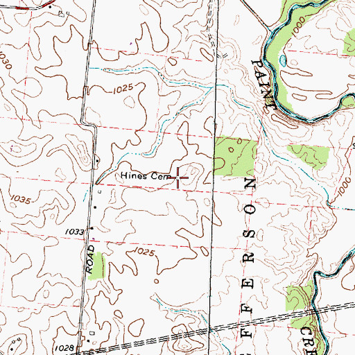Topographic Map of Hines Cemetery, OH