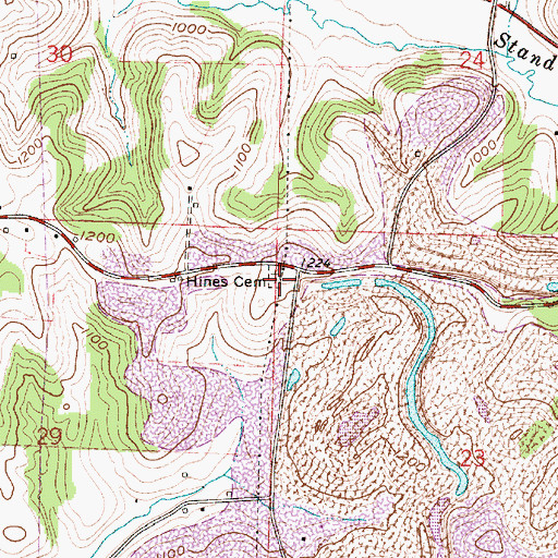 Topographic Map of Hines Cemetery, OH