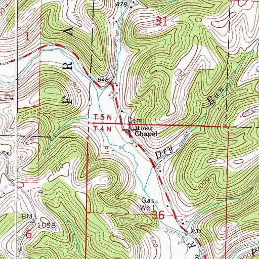 Topographic Map of Hines Chapel, OH
