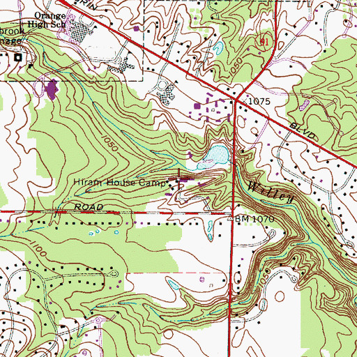 Topographic Map of Hiram House Camp, OH
