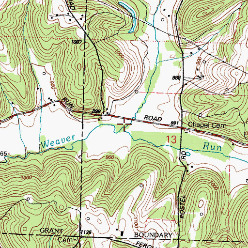 Topographic Map of Hitchcock Run, OH
