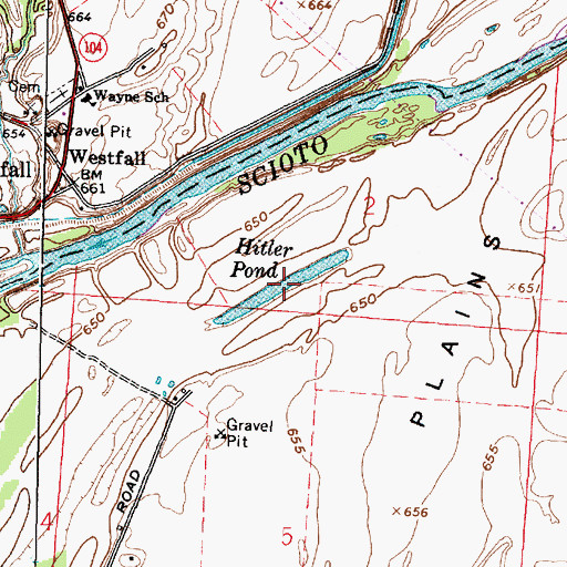 Topographic Map of Hitler Pond, OH