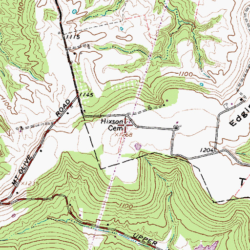 Topographic Map of Hixson Cemetery, OH