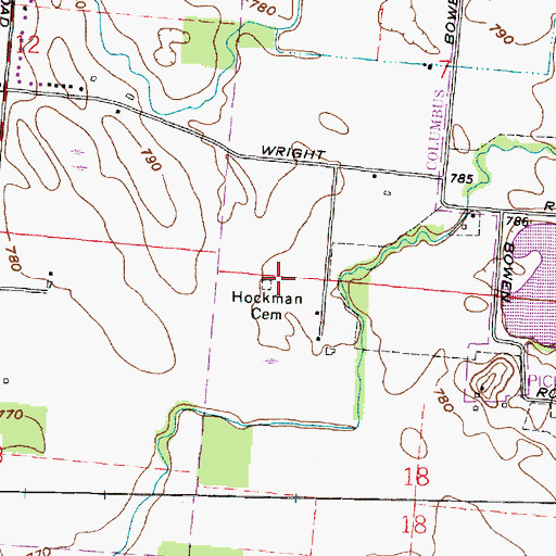 Topographic Map of Hockman Cemetery, OH