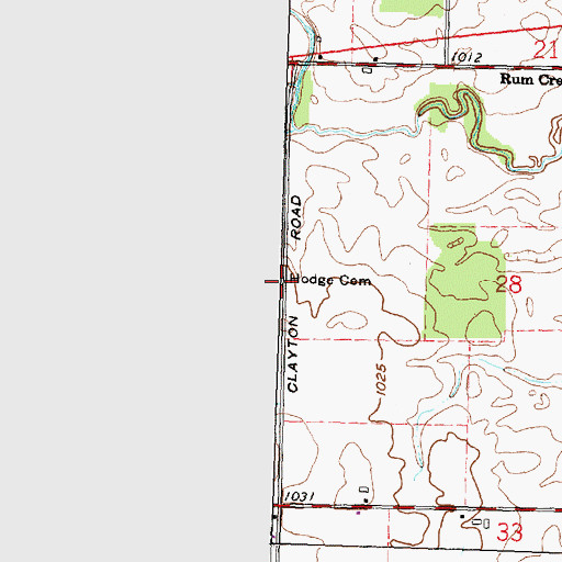 Topographic Map of Hodge Cemetery, OH
