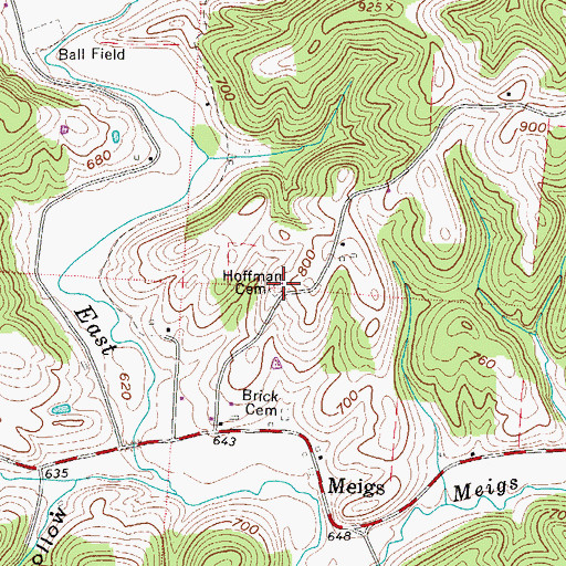 Topographic Map of Hoffman Cemetery, OH
