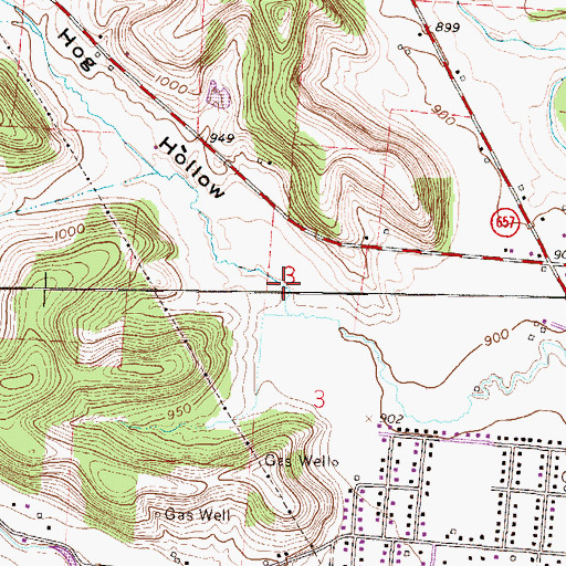Topographic Map of Hog Hollow, OH