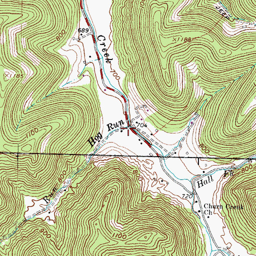 Topographic Map of Hog Run, OH
