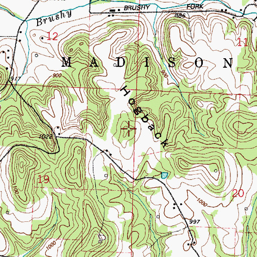Topographic Map of Hogback, OH