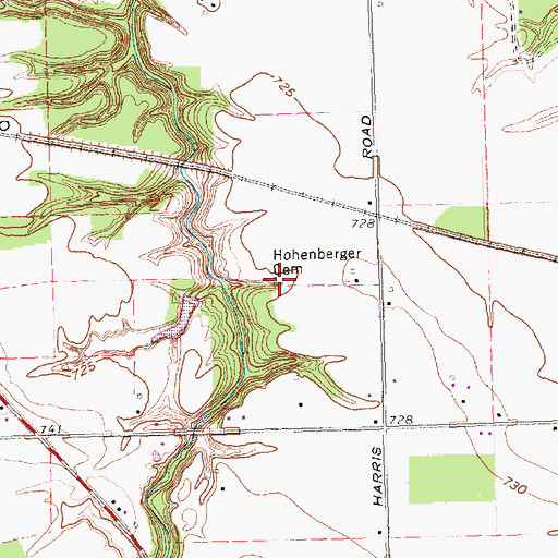 Topographic Map of Hohenberger Cemetery, OH
