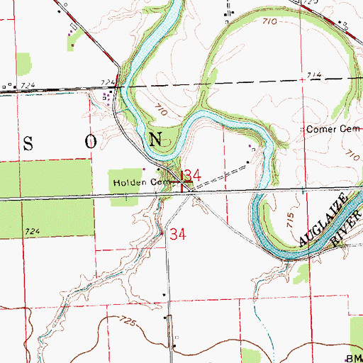 Topographic Map of Holden Cemetery, OH