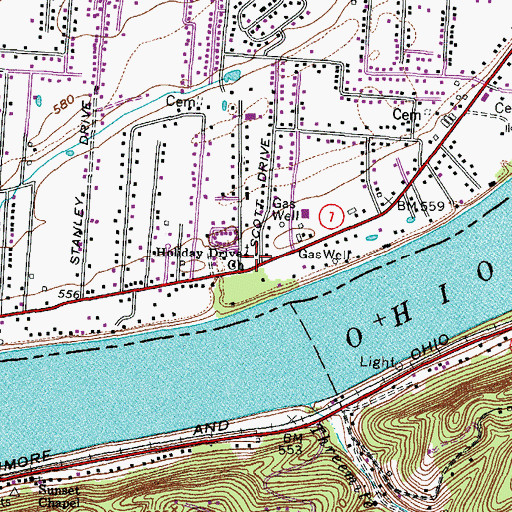Topographic Map of Holiday Drive Church, OH