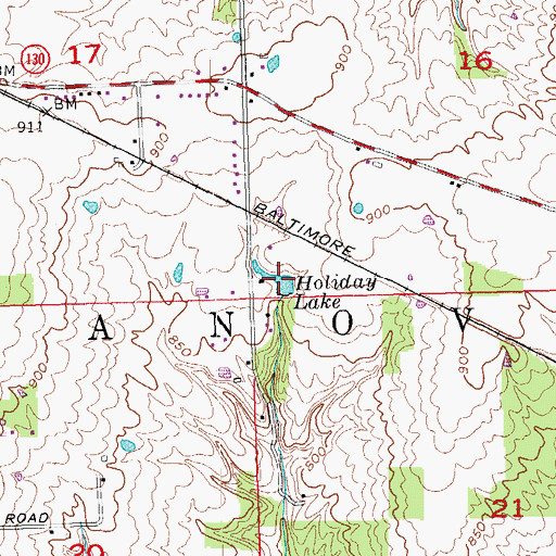 Topographic Map of Holiday Lake, OH