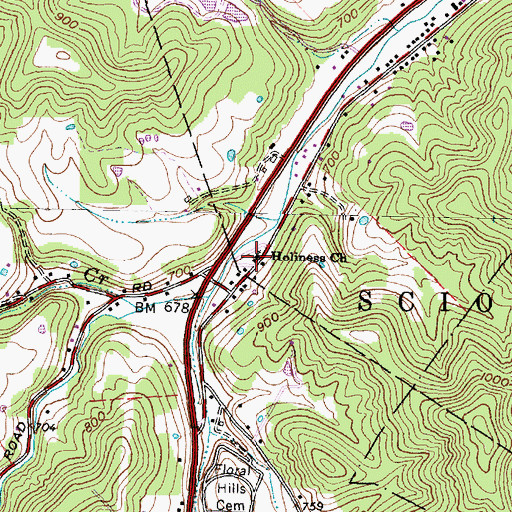 Topographic Map of Holiness Church, OH