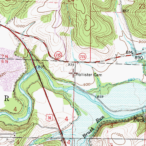 Topographic Map of Hollister Cemetery, OH