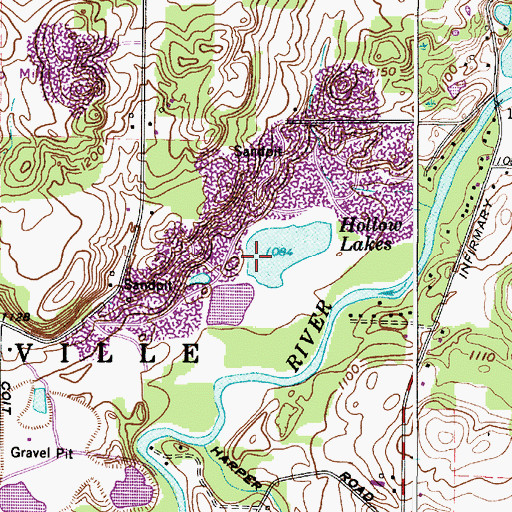 Topographic Map of Hollow Lakes, OH