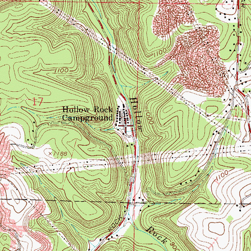 Topographic Map of Hollow Rock Campground, OH