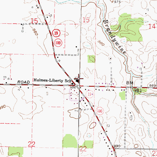 Topographic Map of Holmes-Liberty School, OH